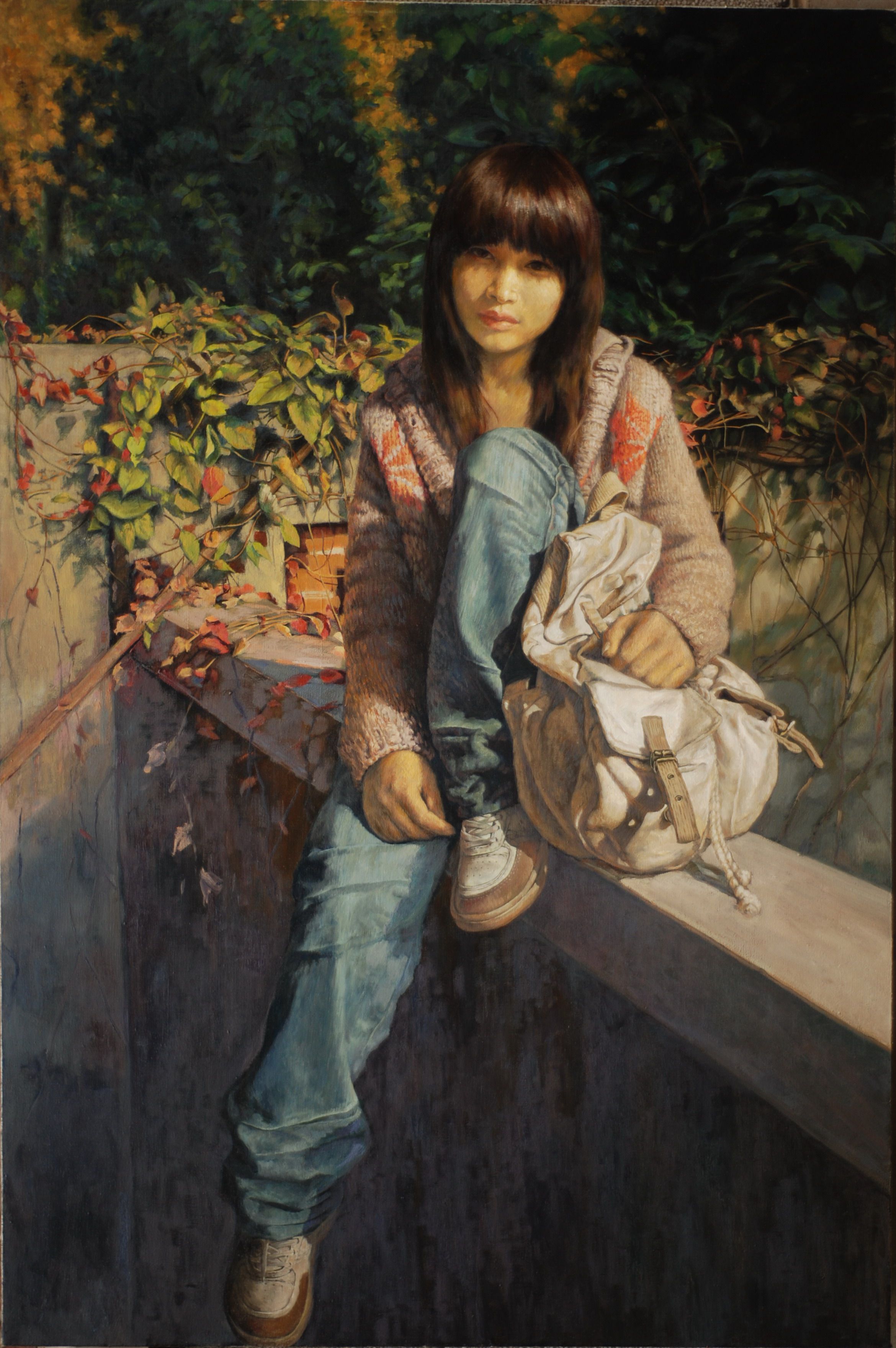 油画《金色年华》（首届安徽油画学会展优秀奖），尺寸：150cm×100cm