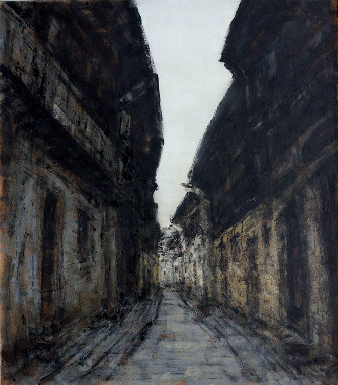 ②《痴绝徽州·寂寞渔梁》160×140cm 2011年（参展“人文江南——吾土吾民油画邀请展”)