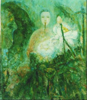 陈琳《莲生之一》布面油画100-80厘米 （1996）