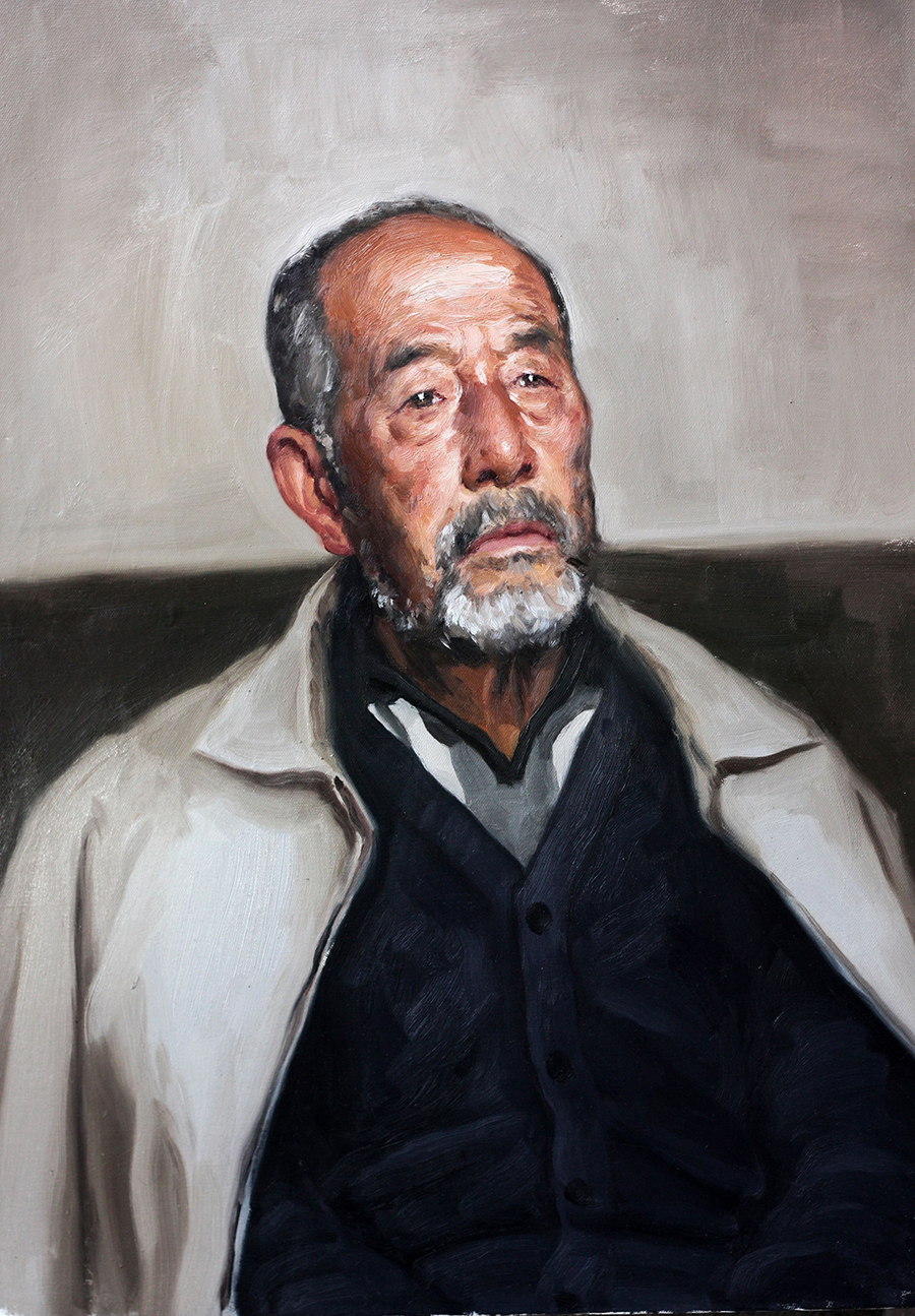 《老支书》60厘米乘80厘米2011年布面油画