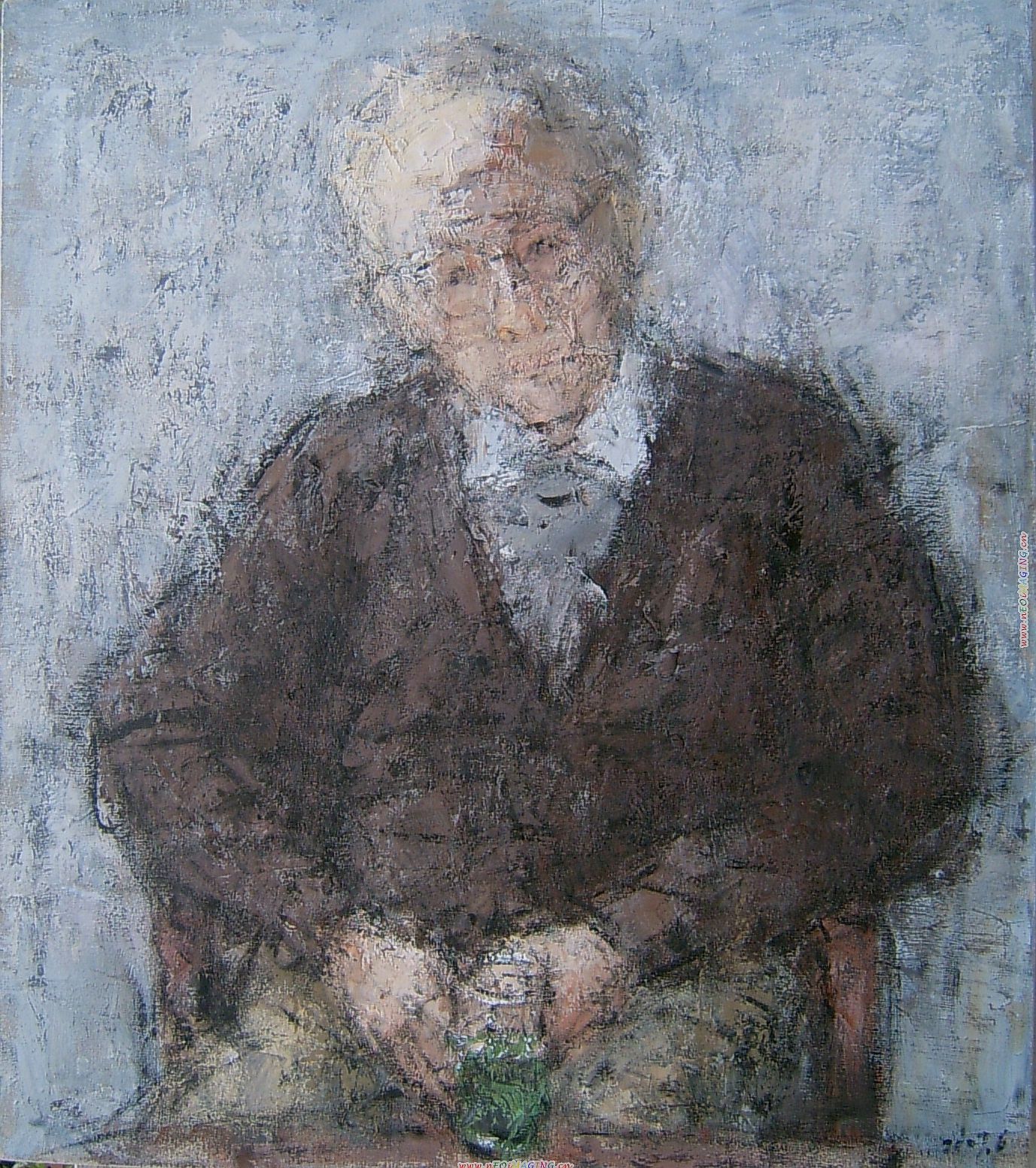 ⑤《乡茶》80×70cm 2007年(参展“时代精神——全国人物?肖像油画作品展”，被组委会收藏)